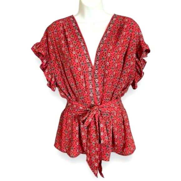 Max Studio Red Floral Blouse - Picture 1 of 5